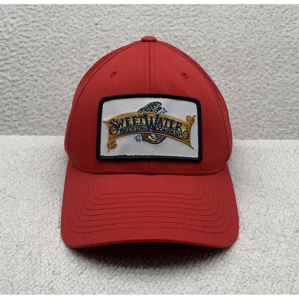 Sweetwater Brewing Trucker Hat Mens Snapback Red Patch Beer Fish Yupoong Classic